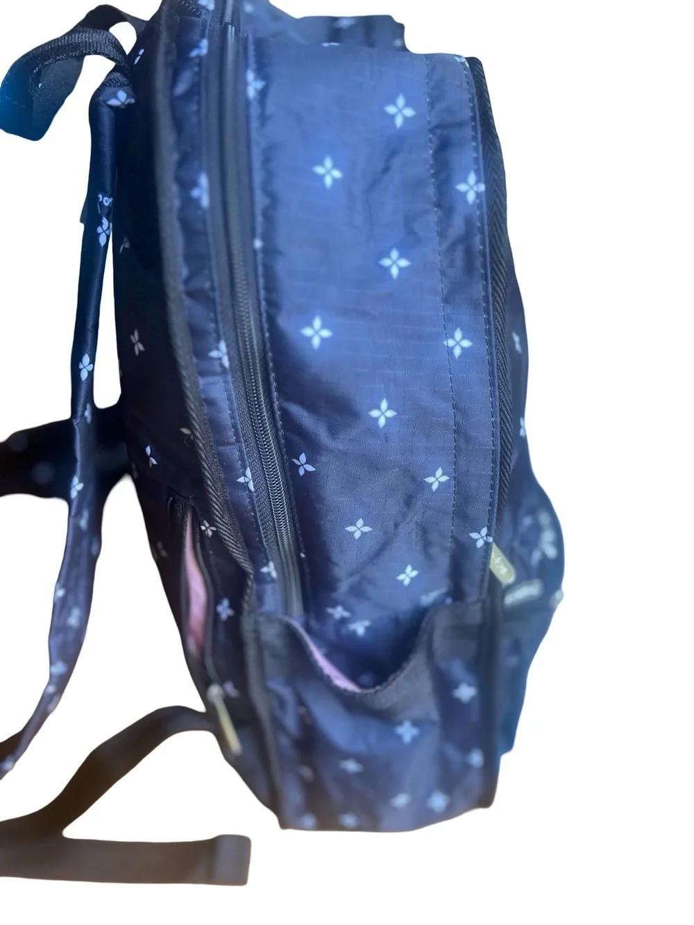 Lesportsac Ditsy Daisy Navy White Backpack Double Compartment Travel School BTS